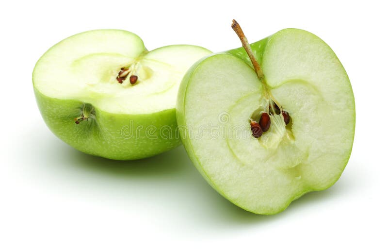 Two Half Granny Smith Apple Isolated Stock Photo Image of closeup
