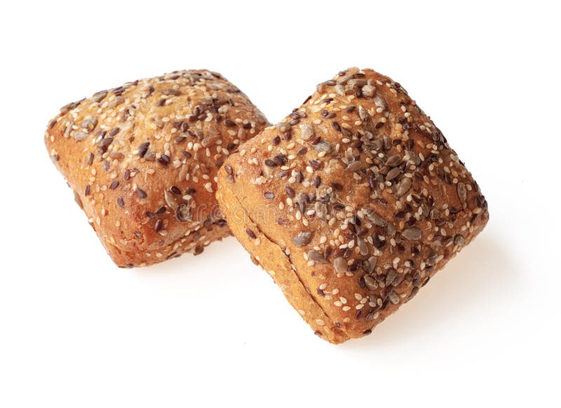Two Hamburger Buns with Sesame Isolated on White Background Stock Image Image of loaf