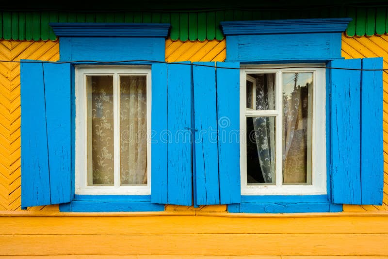 Two Hand Painted Window Frames Stock Photo Image of painted, facade