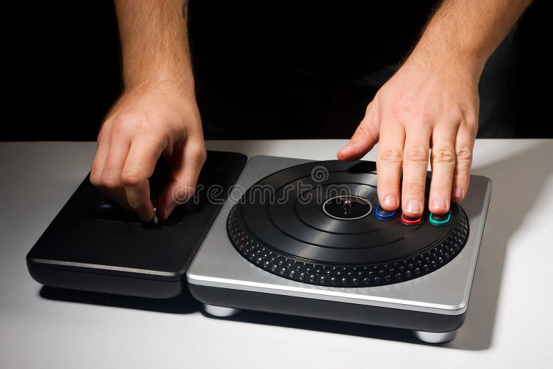 Two Hands on DJ Turntable Game Stock Photo Image of hero, reality