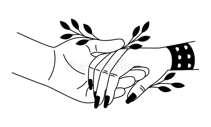 Premium Vector  One line drawing of two adult hands holding each other  together romantic couple lover design vector