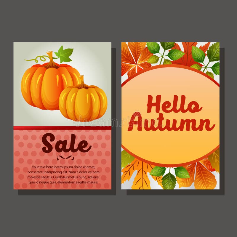 Download Two Happy Birthday Template With Pumpkin Stock Vector ...