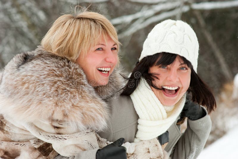 Download Two Happy Middle-aged Women Stock Image - Image of cheerful, enjoying: 13172761