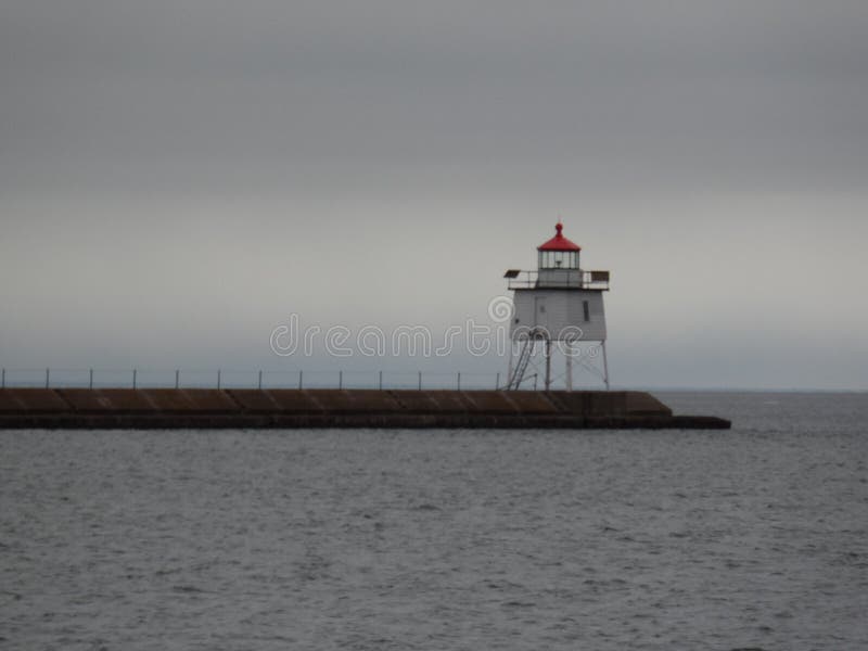 Two Harbors Lighthouse on walkway royalty free stock photography Two Harbors Lighthouse on walkway royalty free stock photography