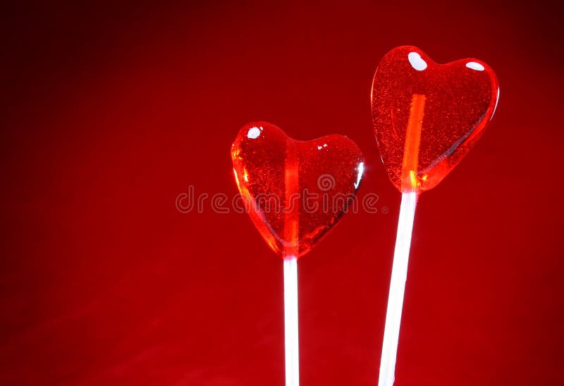 Two heart shaped lollipops for Valentine