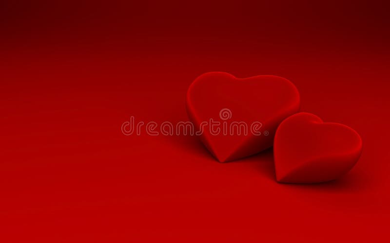 Two heart shapes on red background