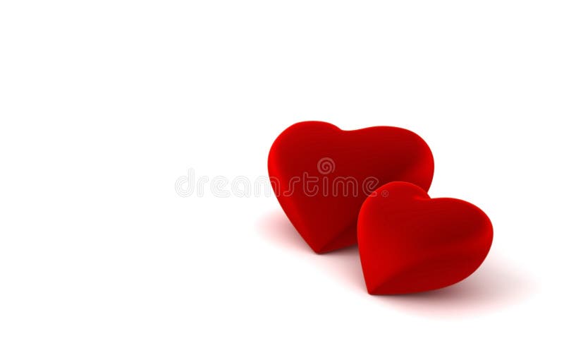 Two heart shapes on white background