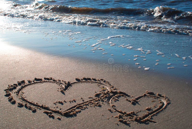 Two hearts on the beach 2 royalty free stock photo Two hearts on the beach 2 royalty free stock photo