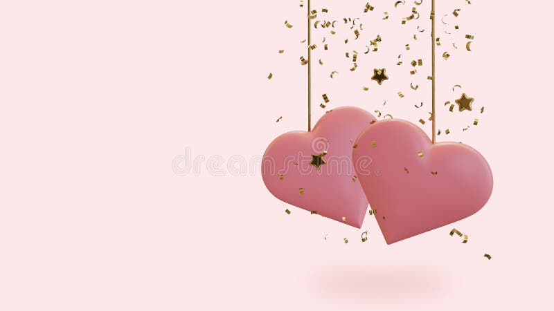 Two Hearts with Confetti and Stars stock illustration Two Hearts with Confetti and Stars stock illustration