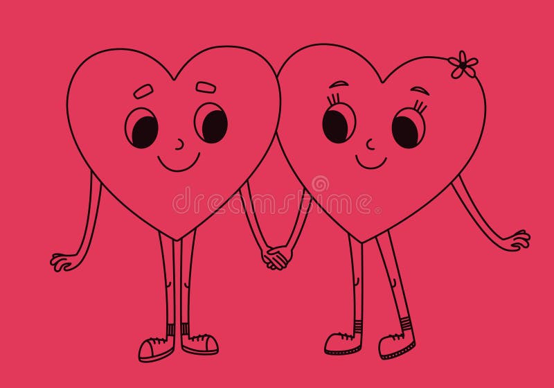 Render Happy Hearts Holding Hands While Walking Stock Illustration by  ©gouraudstudio #203621504