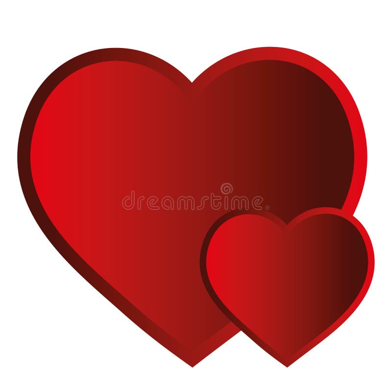 Valentine two red hearts on a white background. Isolated object, vector. Compliments people vectors