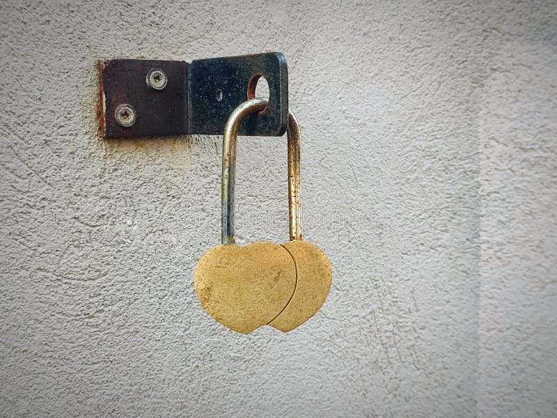 Two Hearts Padlock Love Symbol Hanging on Textured Wall Stock Photo Image of bridge, family