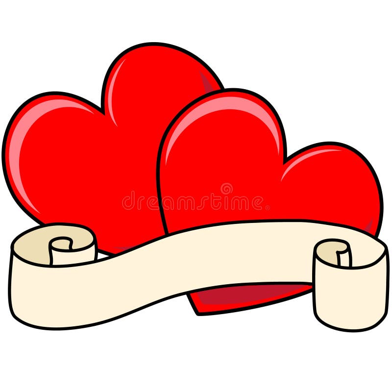 Two Hearts with Scroll stock vector. Illustration of heart - 48877304