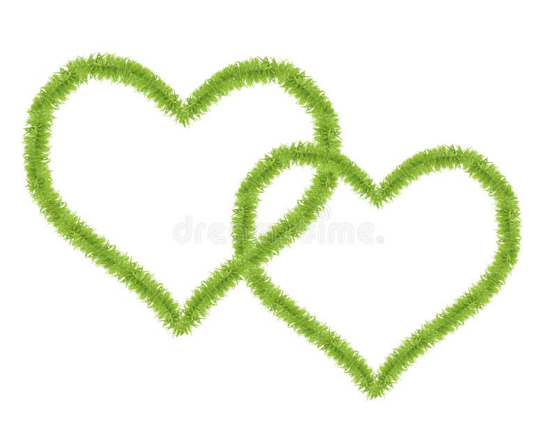 Two hearts shaped from small green grass royalty free stock photography Two hearts shaped from small green grass royalty free stock photography
