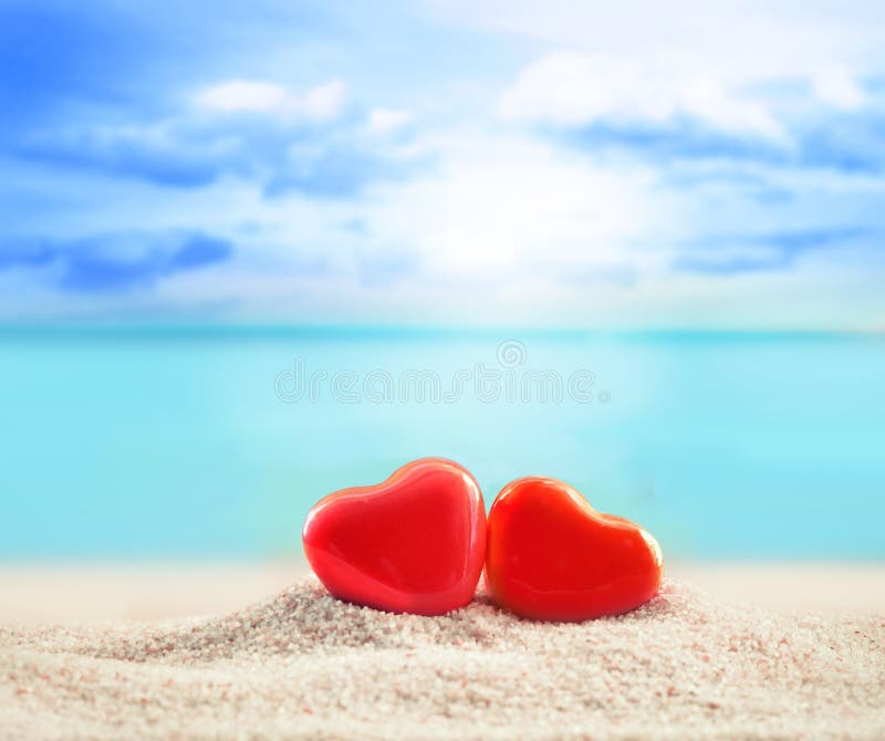 Two Hearts On The Summer Beach Stock Image Image Of Beach Nature