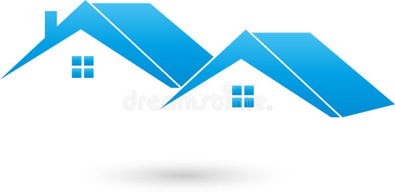 Two houses, roofs, real estate logo
