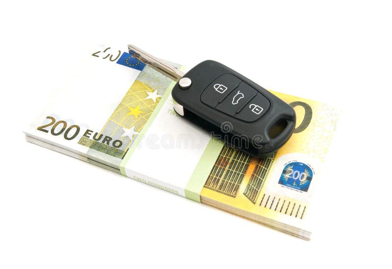 Two hundred euros banknotes and car keys