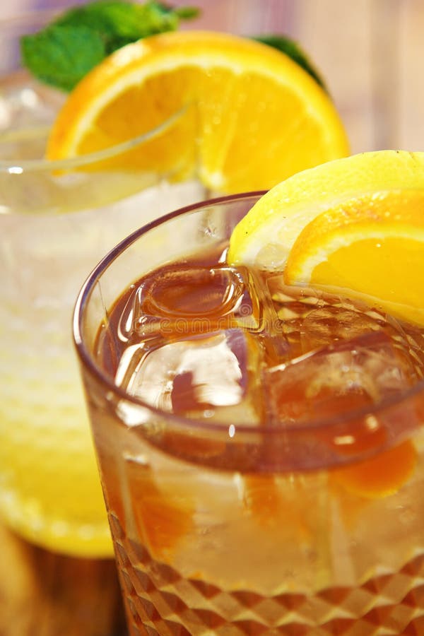 Two Ice Cold Glasses of Fruit Beverages Stock Photo Image of fruit