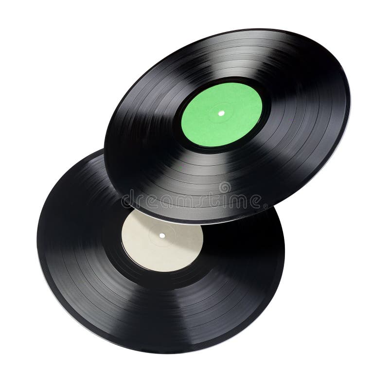 Two 12-inch vinyl records with blank label isolated royalty free stock image