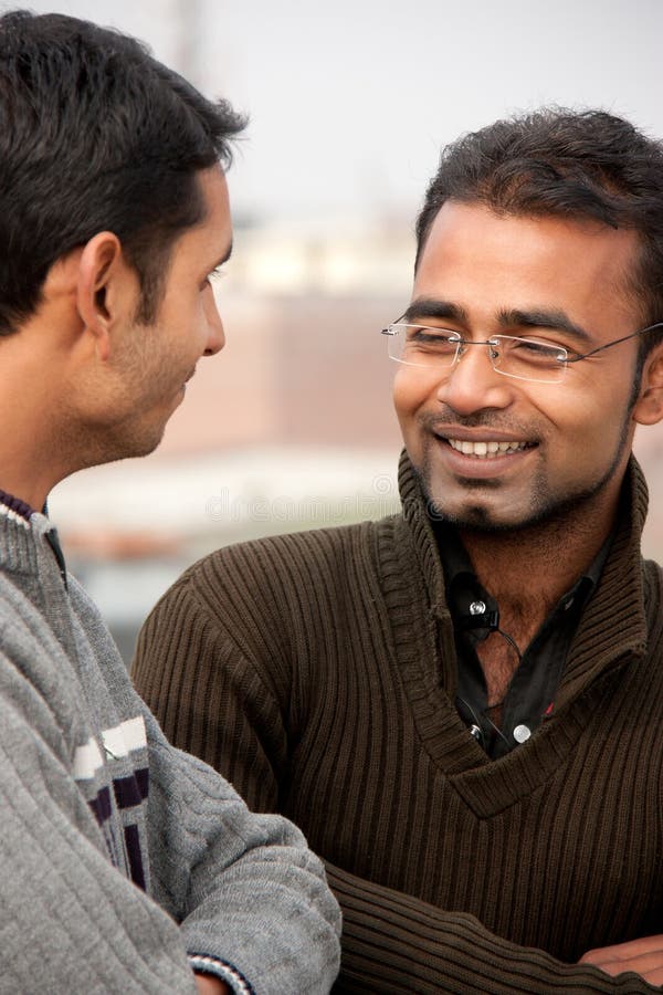 Two Indian Man on Discussion Stock Image - Image of excited, simple:  18399595