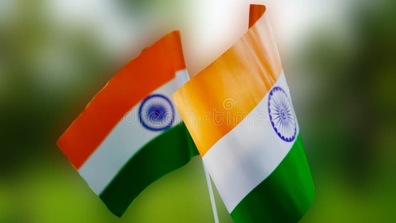 Two Indian Tricolor National Flags in Nature Background. Independence Day  and Republic Day of India Stock Image - Image of nation, celebration:  227289673