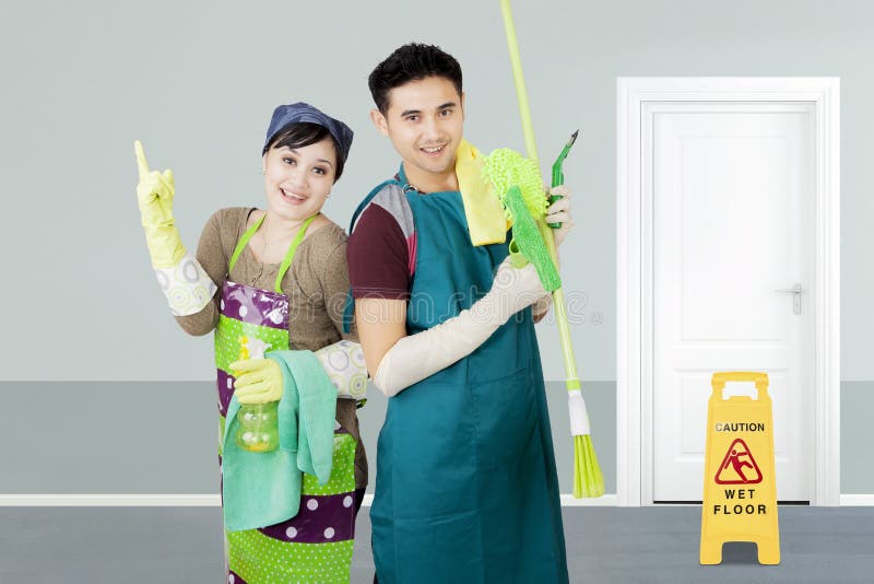 Two Janitors Standing in the Corridor Hotel Stock Photo Image of