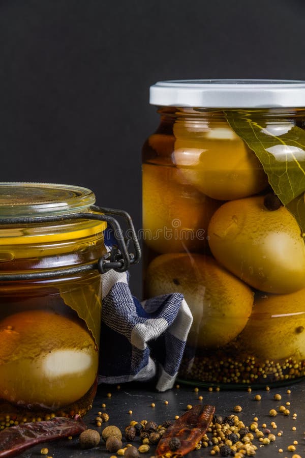 Two Jars of Pickled Eggs, Close Up Stock Image Image of tasty