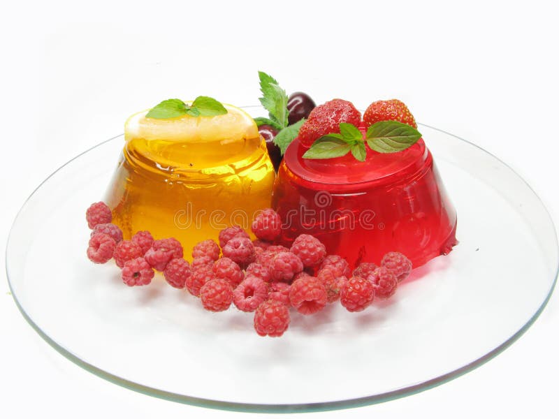 Two jelly fruit dessert stock photo. Image of glass, color 15082858
