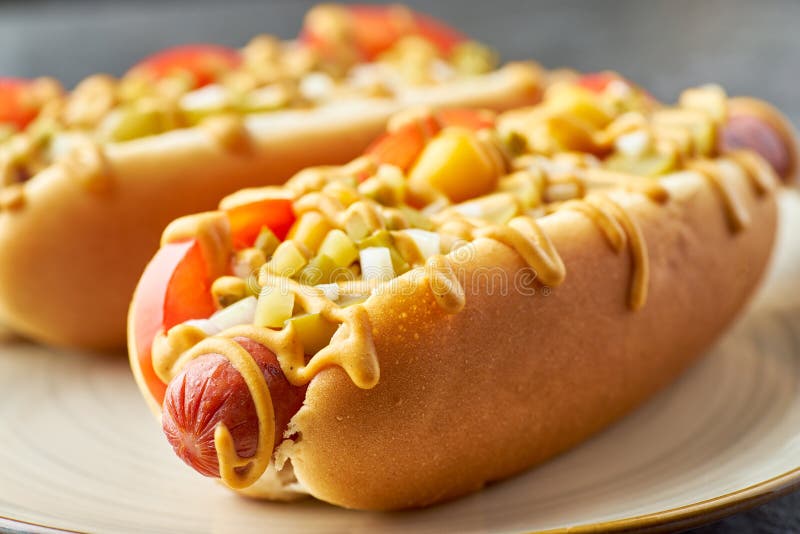 Two hot dogs stock image. Image of hotdog, frankfurter 54122485