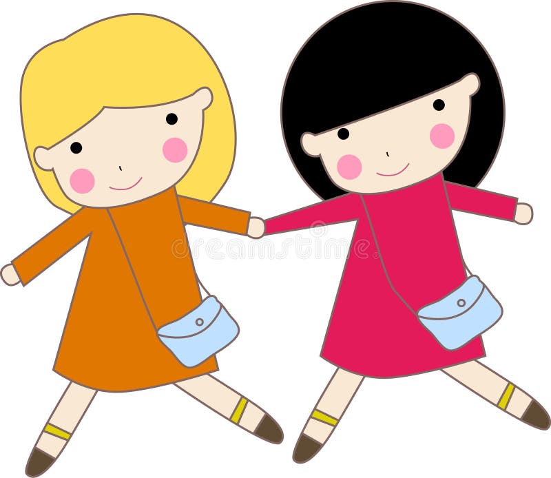 Premium Vector  Two girls best friends in christmas hand drawn illustration