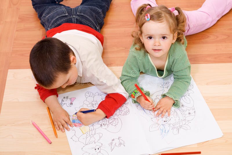 Image result for two kids coloring