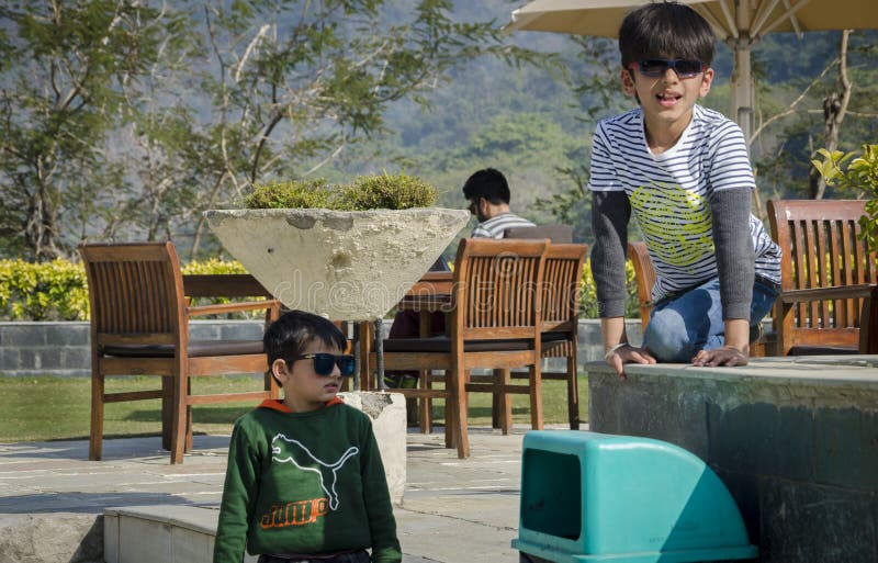 Two kids having fun together stock photos Two kids having fun together stock photos