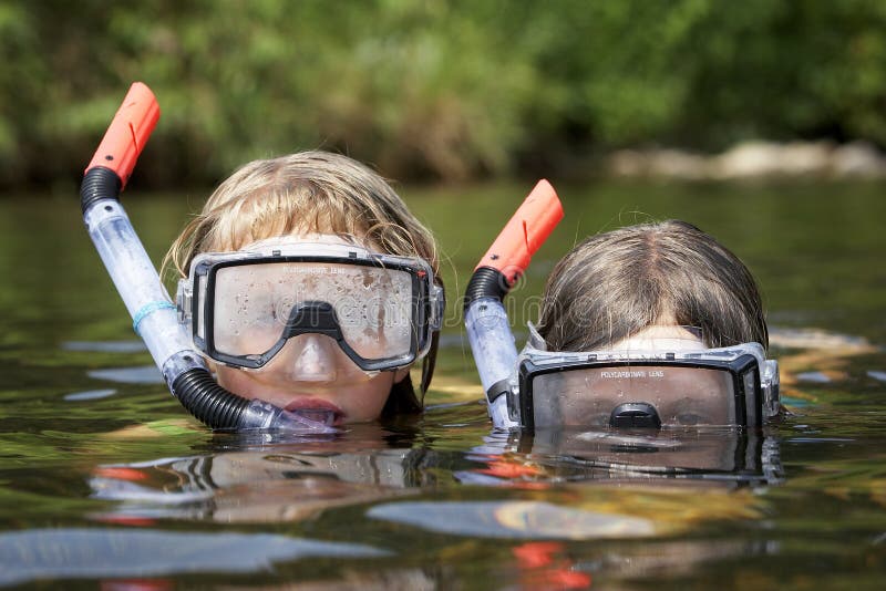 Two kids playing in the water