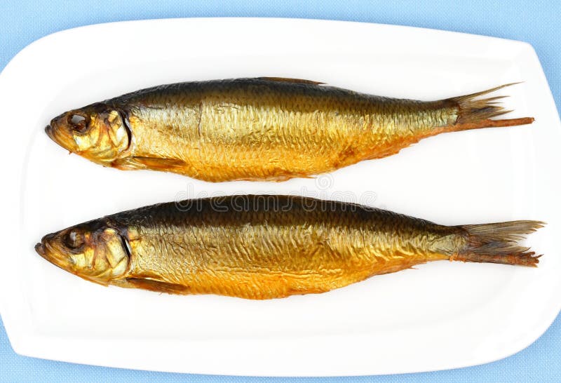 Two Kippers, Smoked Herring On White Plate Stock Photo Image 36738540