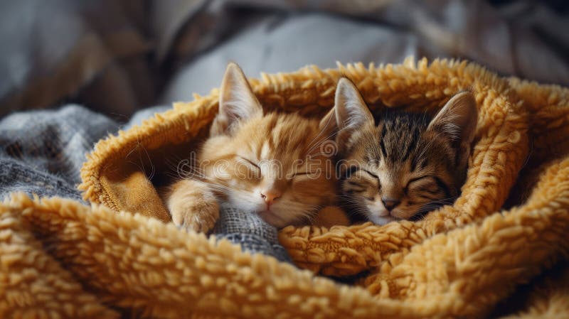 Două pisoi care se odihnesc pe pătură royalty free stock photos