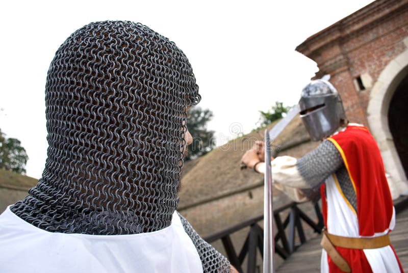 Two knights practicing royalty free stock images