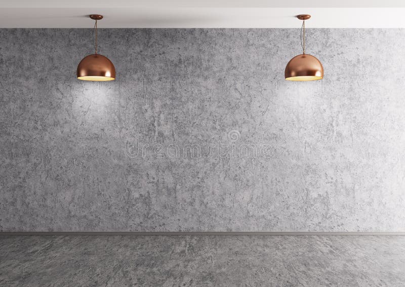 Two Lamps Over Concrete Wall 3d Rendering Stock Illustration