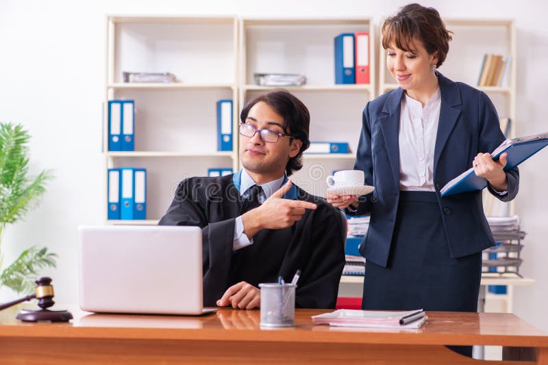The Two Lawyers Working in the Office Stock Photo Image of papers