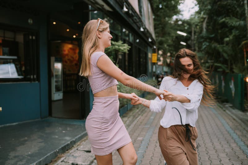 Two Lesbians Having Fun On The Street Stock Image Image Of Love