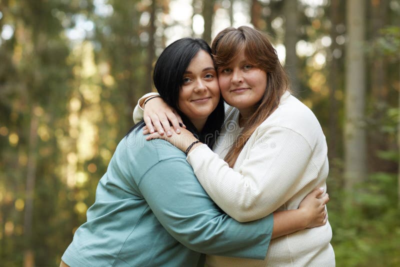 Mom and daughter outdoor lesbian adventure