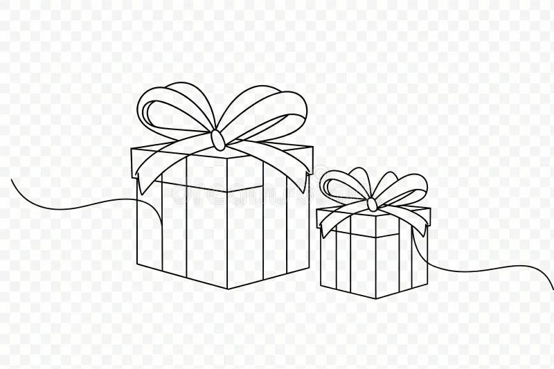 Two line gift boxes with bows one large one small present ribbon stock illustration