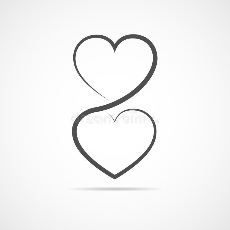 Two Linear Hearts Connected among Themselves. Vector Illustration Stock