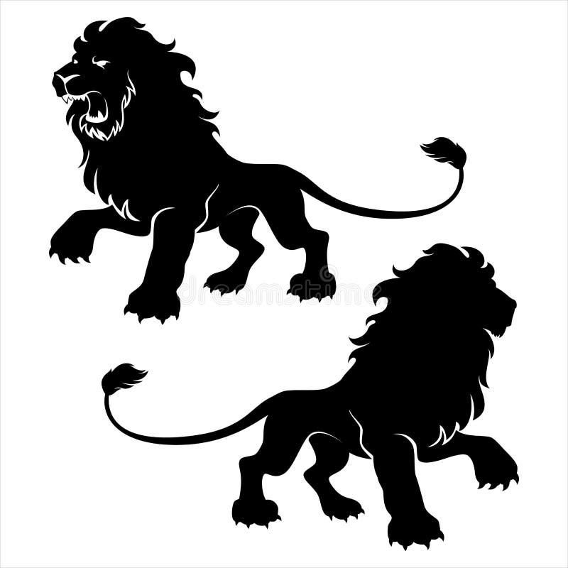 Two Lion Figure Symbols Stock Vector Image 56604473