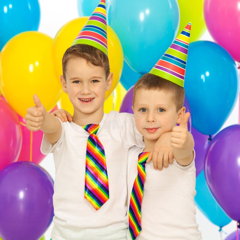 Group of Joyful Little Kids Having Fun at Birthday Stock Image Image