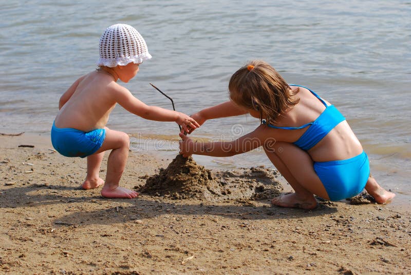 Two little girl on beach