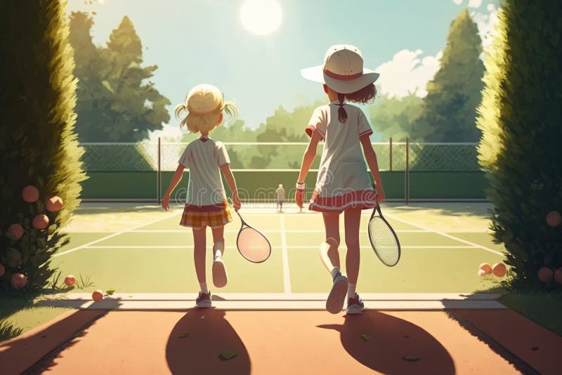 anime girl playing ping pong in a ping pong court. generative ai