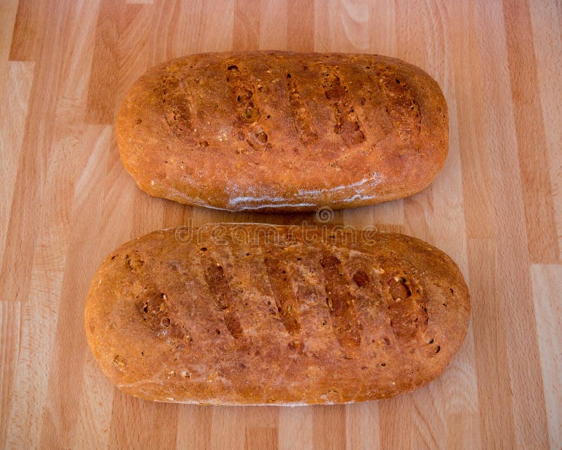 Two Loaves Of Traditional Homemade Bread Stock Image Image of