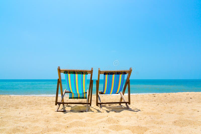 Two Lounge Chairs on the Beach Stock Photo Image of lounge, island