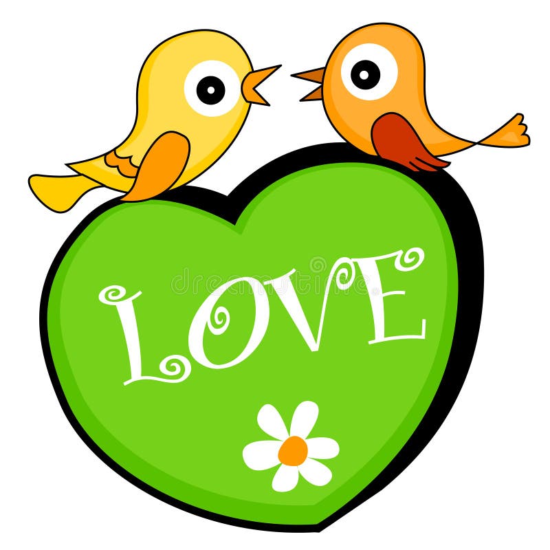 Download Two Love Birds Sitting On A Heart Stock Vector ...