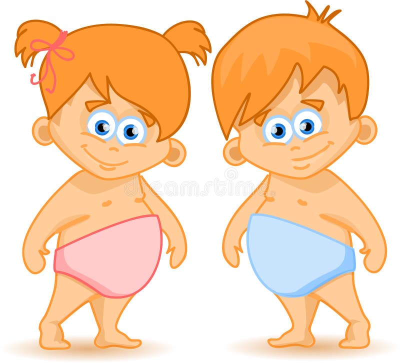 Two Lovely Baby - a Girl and a Boy,vector Stock Vector - Illustration ...